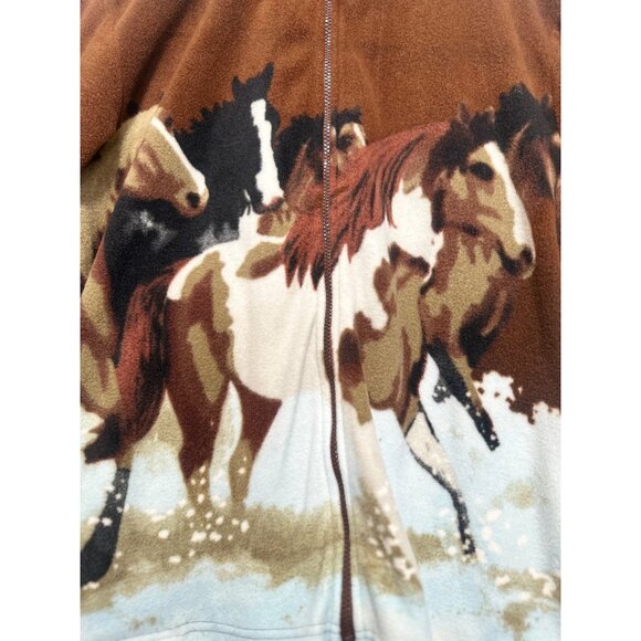 Kokopelli Horses Novelty Fleece Jacket Medium Full Zip Rodeo Cowgirl Cowboy Ranc - Picture 5 of 14